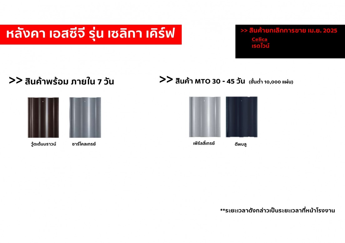 กระเบื้องหลังคาเซรามิก เซลิก้า Celica SCG